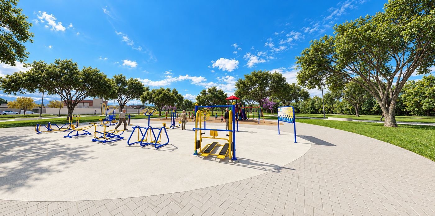 Academia ao ar livre ao lado do playground